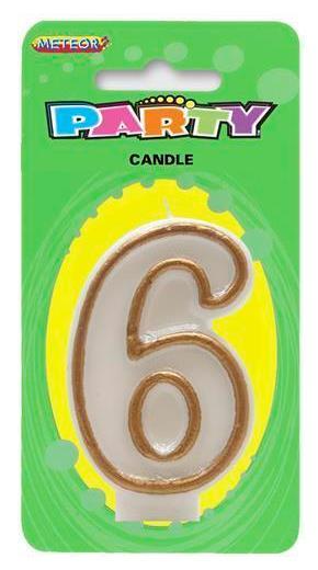 Candle Number 6 Gold - Discontinued Line Last Chance To Buy