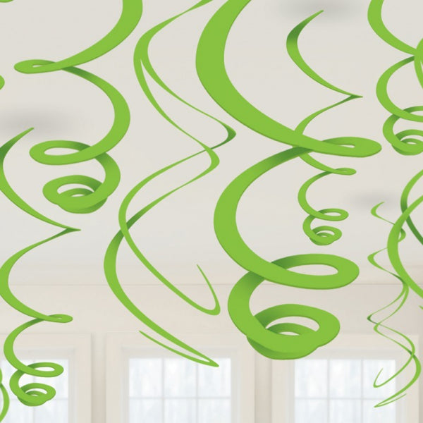 Hanging Decorations Swirls Green 55.8cm Pk/12