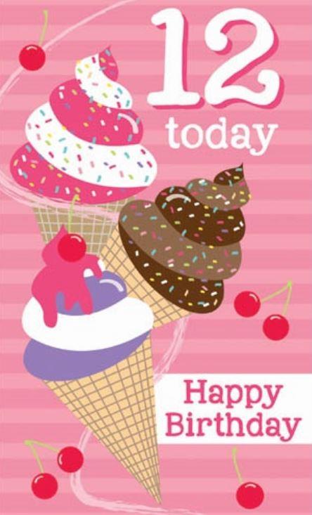 Greeting Card Happy 12th Birthday Ice Cream