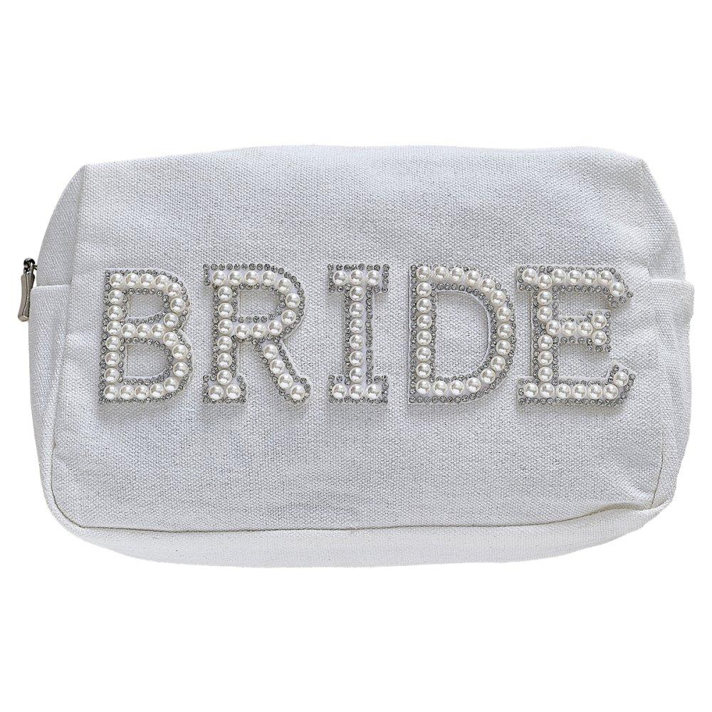 Hen Party Bride Cosmetic/Makeup/Gift Bag Pearl Embellished White Deluxe