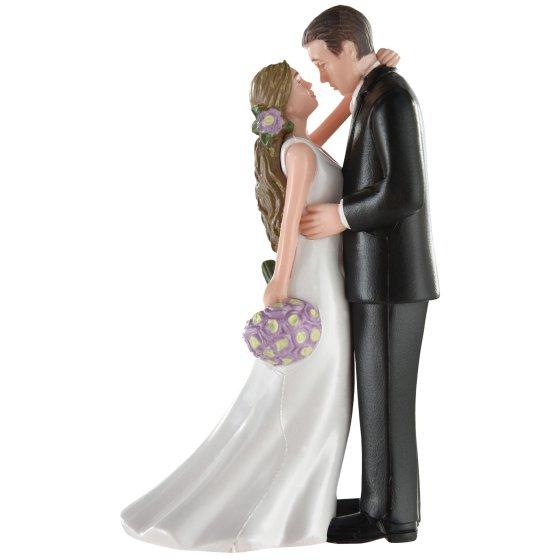 Cake Topper Bride & Groom With Bouquet Plastic