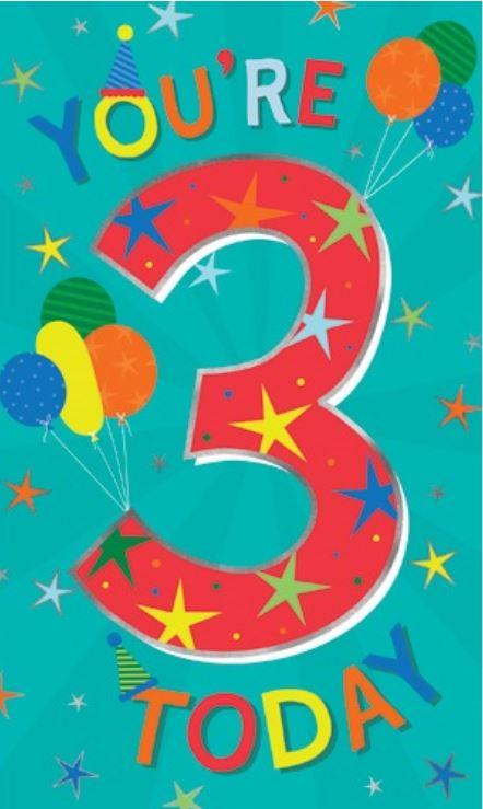Greeting Card Happy 3rd Birthday Bright