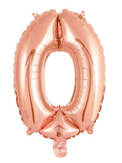 Balloon Foil Number 0 Rose Gold 40cm