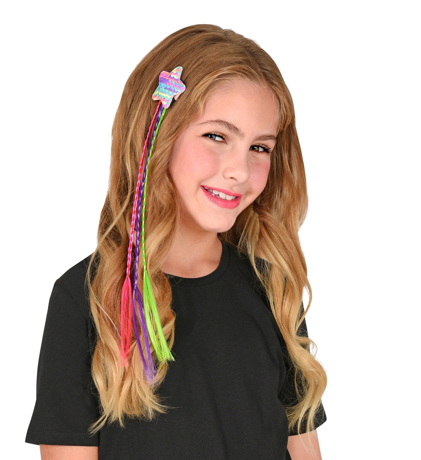 Hair Extension Braid 3 Colour Sequin Star Holographic Unicorn/1980s/Fairy