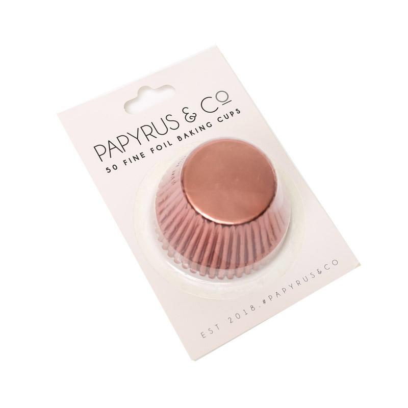 Cupcake Baking Cups Rose Gold Foil Pk 50- 3 Sizes