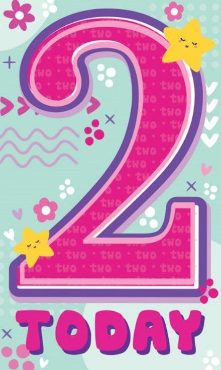 Greeting Card Happy 2nd Birthday Pink