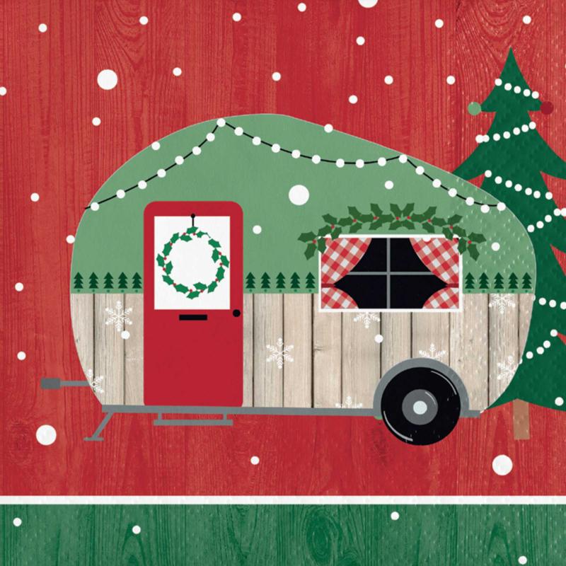 Napkins Beverage Christmas Campers Pk/16