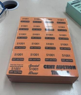 Fundraising Cent Sale Auction Tickets Pk/500 20 Number Orange