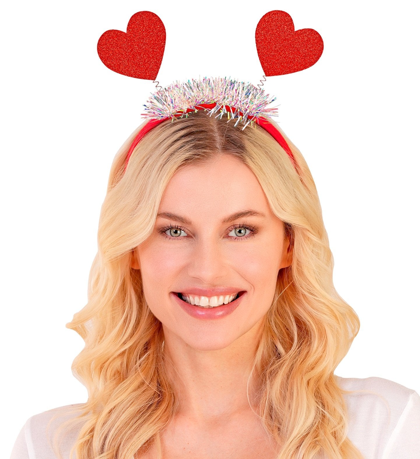 Costume Accessory Headband Boppers With Red Glitter Hearts Valentines Love