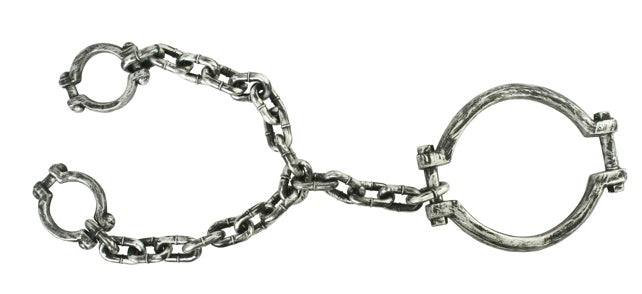 Prison Shackles Neck & Wrists/Hand Cuffs Toy Costume Prop Plastic 100cm