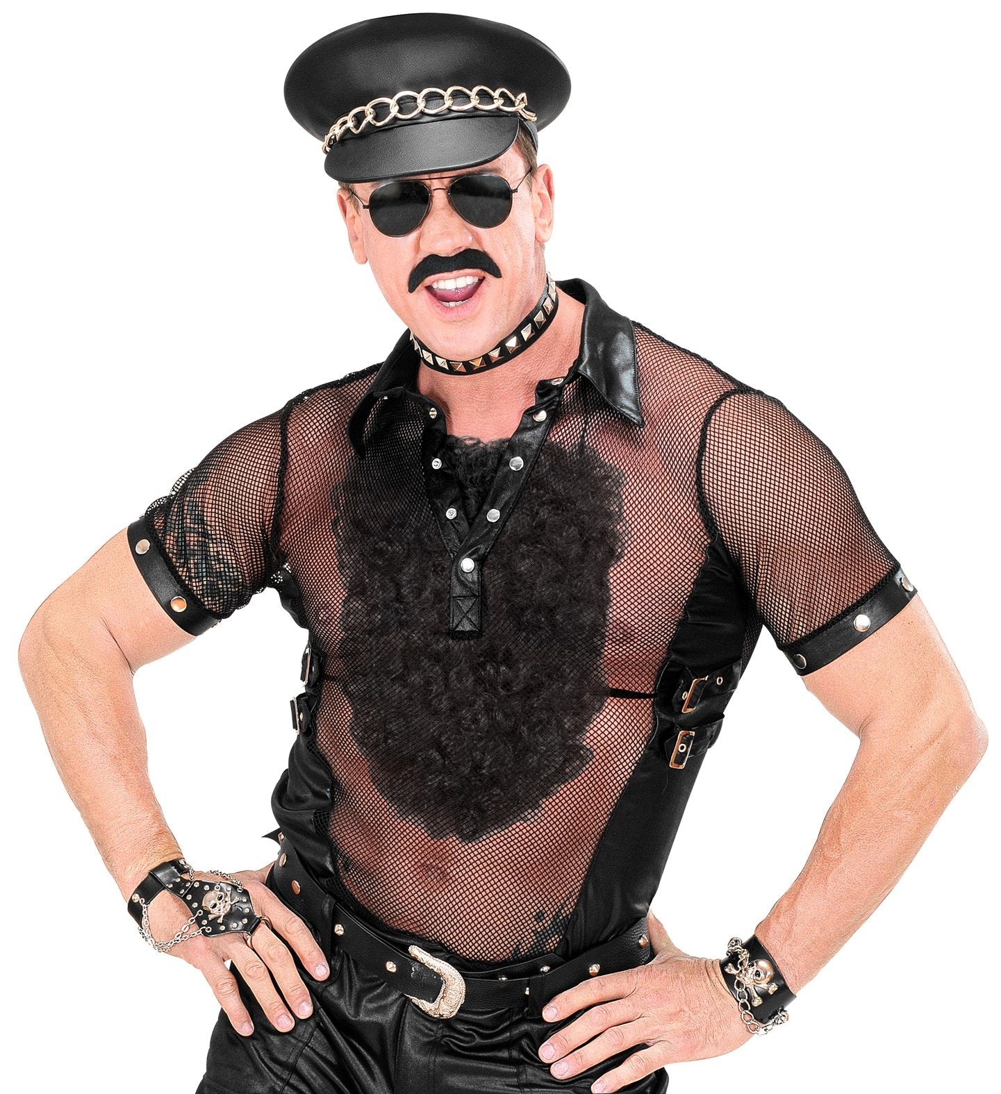 Costume Black Chest Hairy Thick Curly 1970s