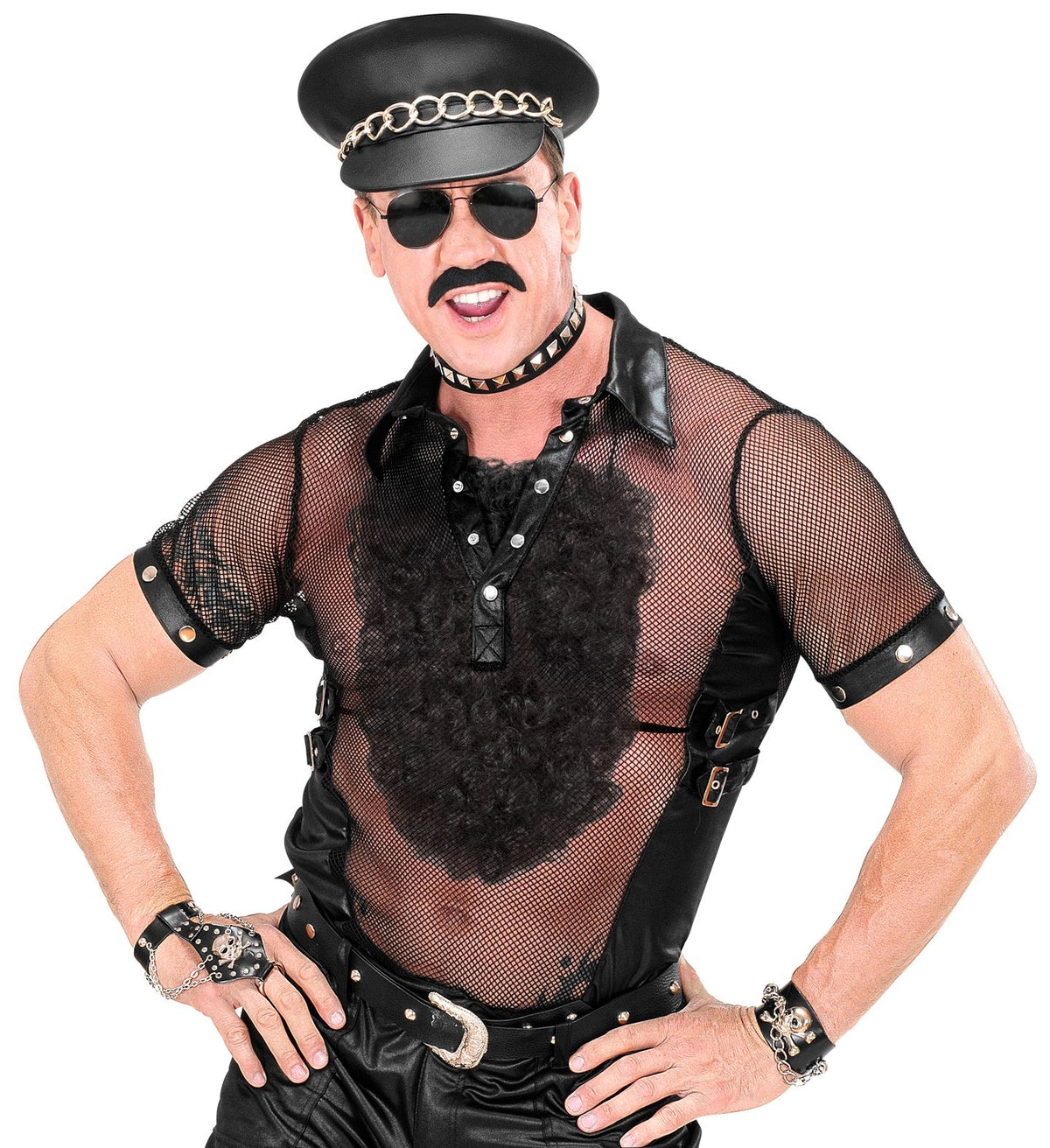 Costume Black Chest Hairy Thick Curly 1970s