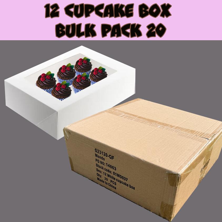 Cupcake Box For 12 With Pvc Lid - Bulk Ctn 20
