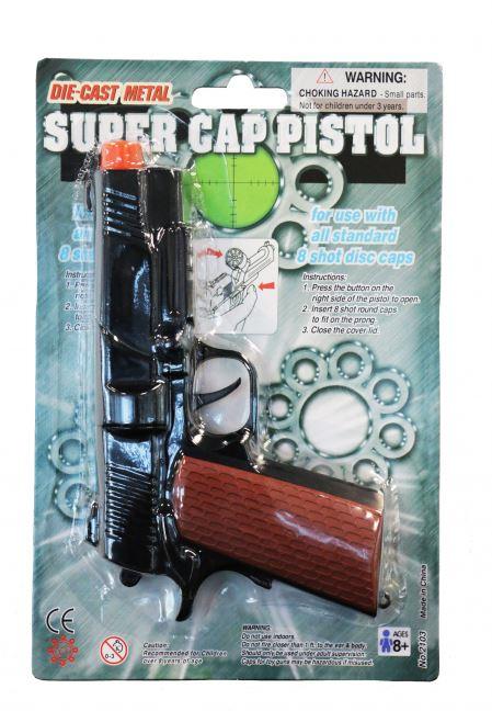 Gun Diecast Automatic Cap Pistol/Gun Black Deluxe Party Prop