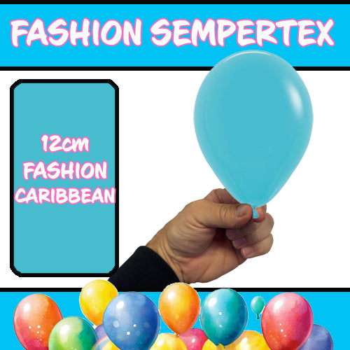Latex Balloon 12cm Fashion Caribbean Blue Pk 100