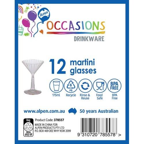 Catering Disposable Plastic Cocktail Martini Glass Clear 175ml Pk/12