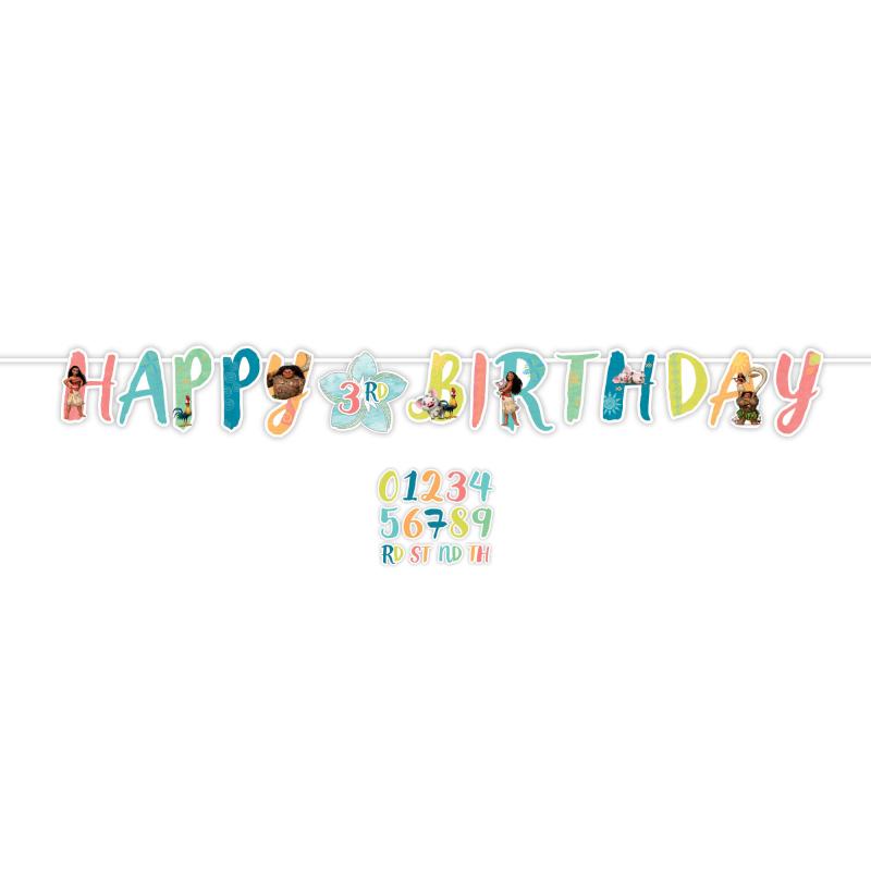 Moana Happy Birthay Banner Add An Age 2.4m Long
