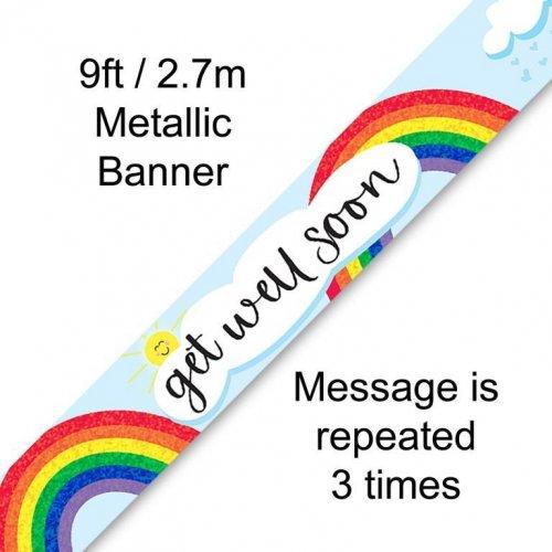 Foil Banner Get Well Soon 2.7m (Message Repeats 3 Times)