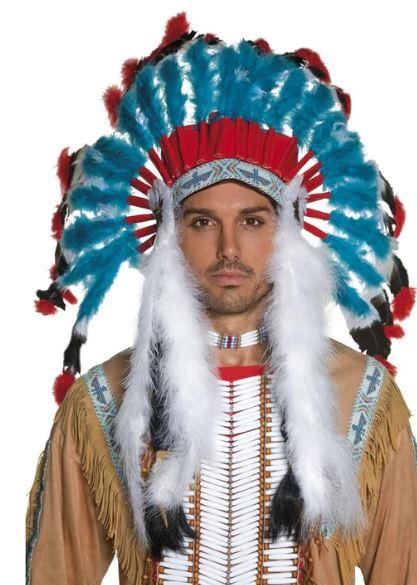 Native American Indian Feathered Headpiece/Headdress Deluxe Blue