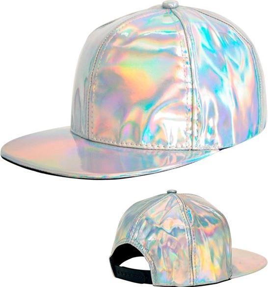 Cap/Hat Shiny Silver Holographic 1980s Baseball Hip Hop