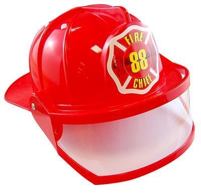 Hat Adult Fireman Chief Red With Visor Hard Plastic