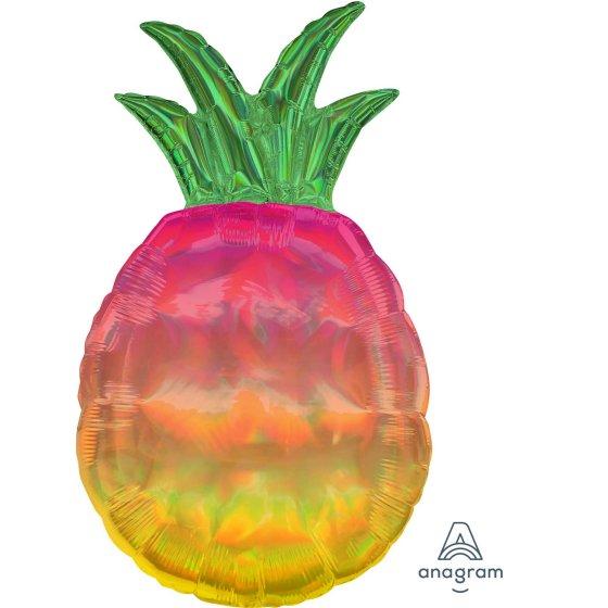 Balloon Foil Shape Holographic Iridescent Tropical Pineapple 76cm X 55cm