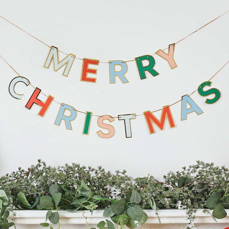 Banner Merry Christmas Colourful Card 2.5m Long