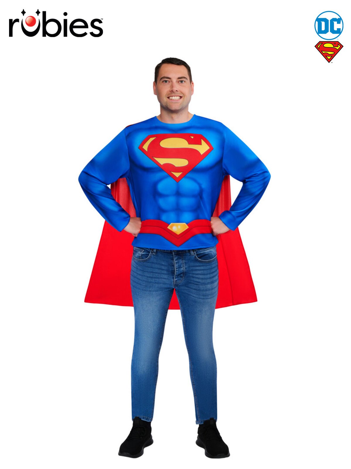 Costume Adult Superman Top & Cape Medium Large