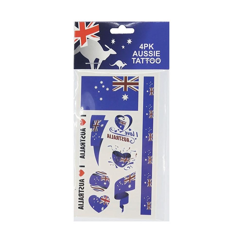 Temporary Tattoos Australian Aussie Assorted Designs Per Sheet Pk/4