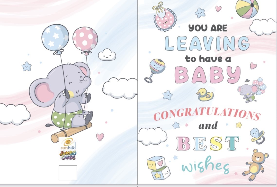 Mega Jumbo Greeting Card Leaving to Have a Baby Congratulations