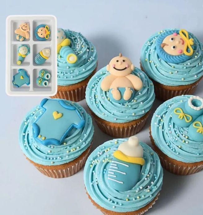 Edible Icing Decorations Blue Christening Assorted