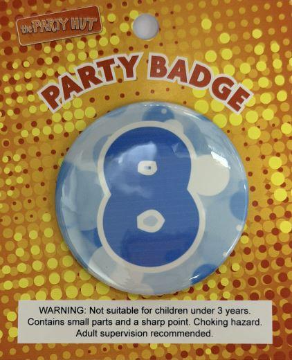 Badge Eighth Birthday Blue 6cm