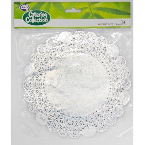 Catering Doyley Round Silver 21.5cm (8.5inch) Pk/12 Food Service/Decoration