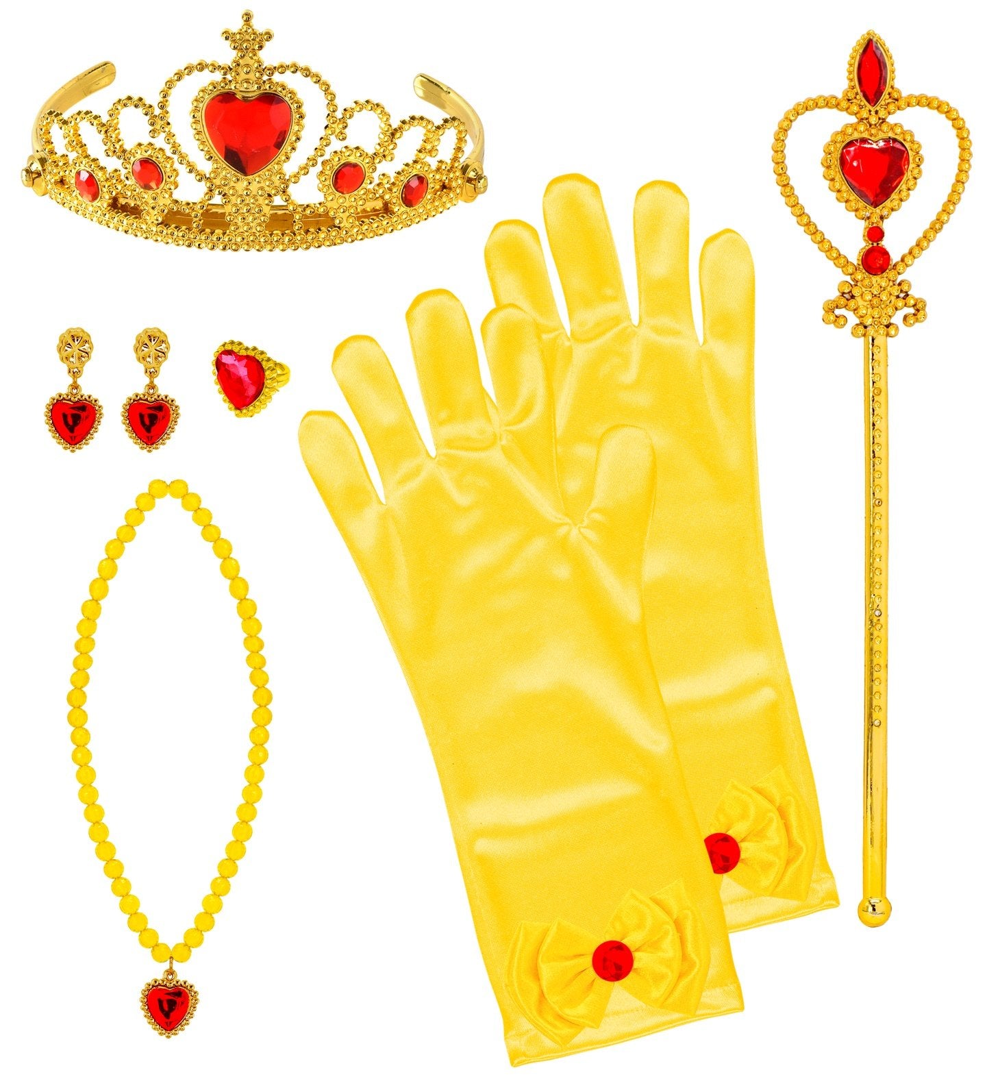 Princess Set 6 Piece Set Yellow Tiara Necklace Earings Gloves Ring Scepter