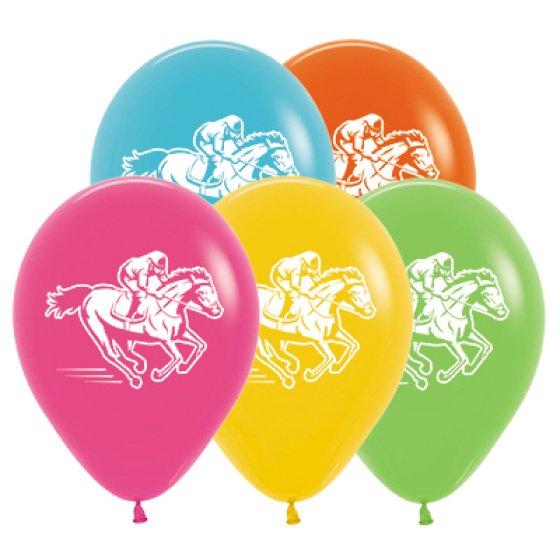 Balloons Latex 30cm Horse Racing Assorted Tropical Colours Pk/25