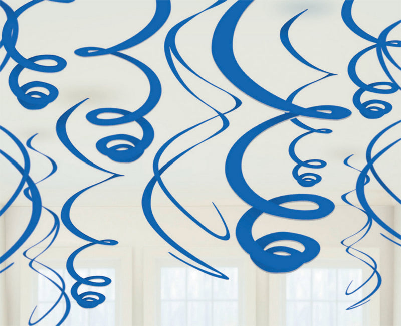 Hanging Decorations Swirls Royal Blue 55.8cm Pk/12
