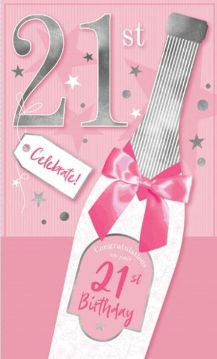 Greeting Card Happy 21th Birthday Pink Celebrate