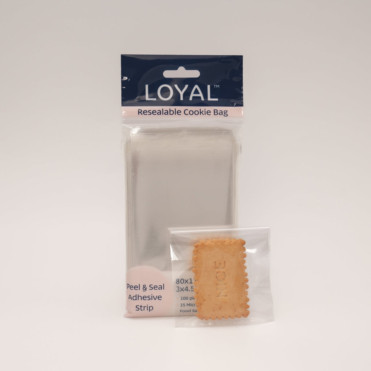 Resealable Cookie/Biscuit Bag 80x110mm Pk 100 35um