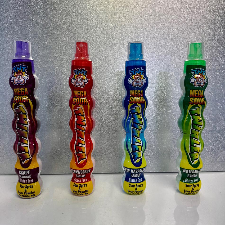 Confectioanry Lollies TNT Mega Twirler 80ml Sour Spray & Sour Powder