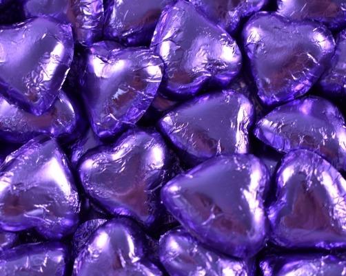 Chocolate Hearts Purple 1kg Bulk