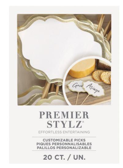 Catering Disposable Charcuterie/Platter Picks/Signs Gold Trim 12cm Pk/20