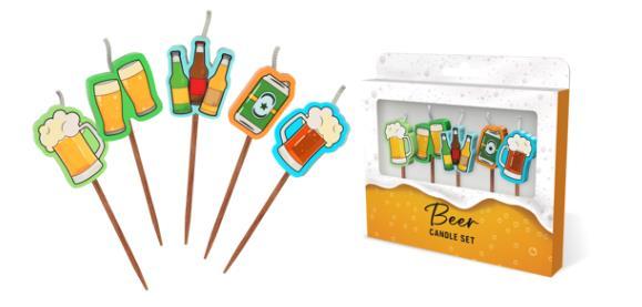 Candle Novelty Beers Assorted Pick Pk/5