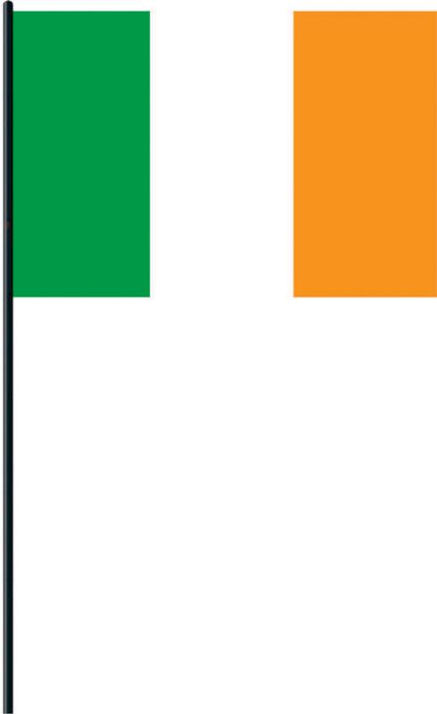 Flag Ireland (Irish) Fabric 30cm x 45cm x 60cm Plastic Stick St Patricks