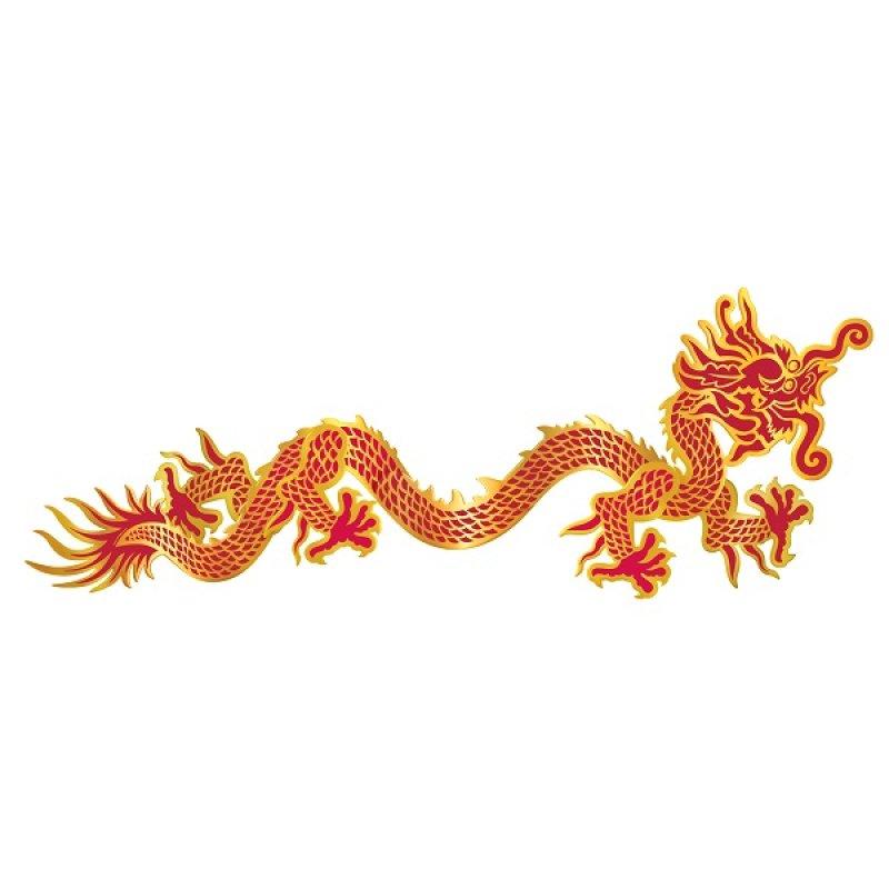 Dragon Asian/ Chinese Decoration Jointed Cutout Red & Gold 91cm Cardboard