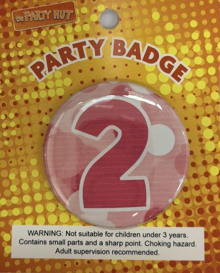 Badge Second Birthday Pink 6cm
