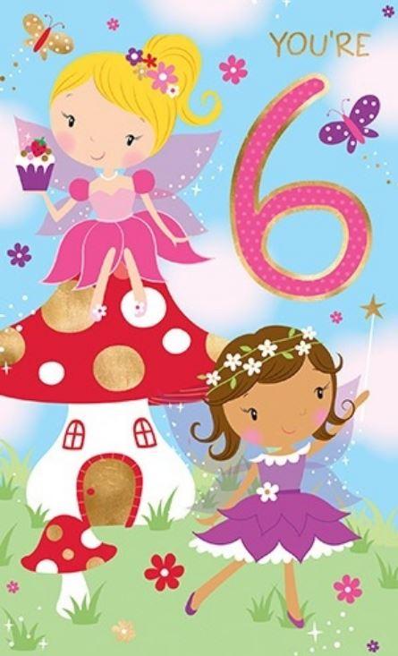 Greeting Card Happy 6th Birthday Fairies