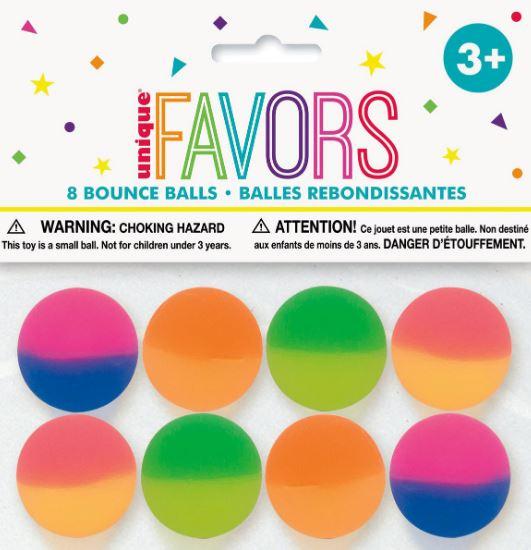 Lucky Dip/Loot Bag Favours Bounce Balls 2 Tone 32.5mm Pk/8