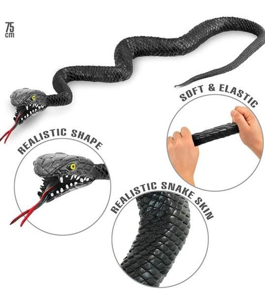 Snakes Cobras Black 75cm Long Realistic Soft/Elastic Animal Costume Props