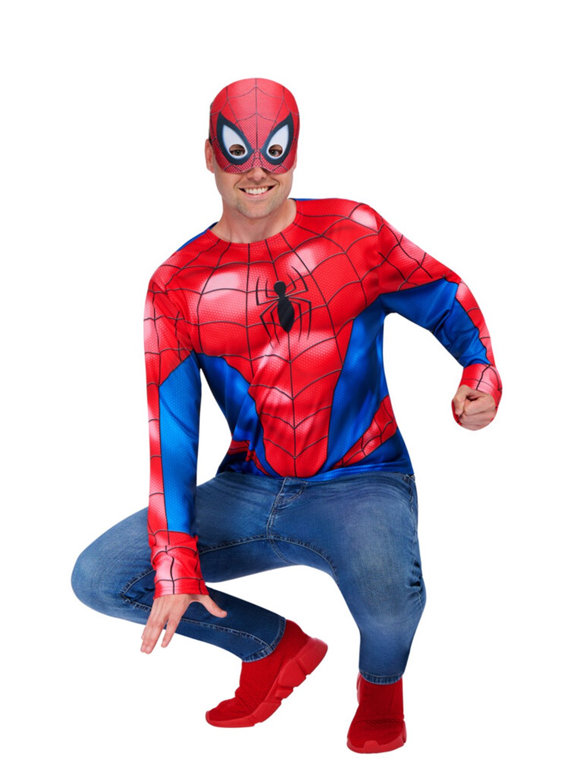 Costume Adult Spider Man Shirt Top & Mask Medium / Large