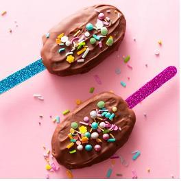 Chocolate Baking Popsicle/PaddlePop Sticks 11cm Pink Pk/24